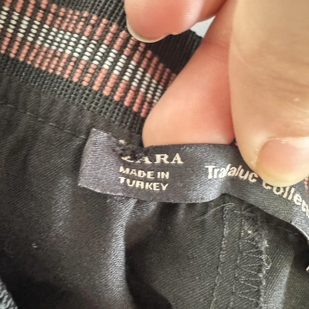 Zara Pants Women XS Black‎ Striped Stretch Waist Tapered Office Career